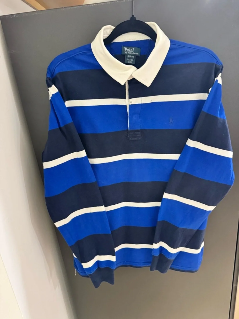 Ralph Lauren Blue, Navy & White Striped Rugby Polo